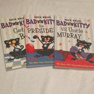 BAD KITTY by Nick Bruel set of 3 soft cover books ,
